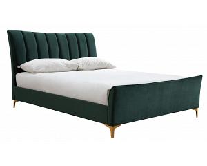 5ft King Size Clover green velvet fabric upholstered bed frame